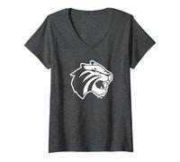 Donna Trinity University Tiger Head Logo Maglietta con Collo a V
