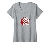 Donna Trinity University Tigers Head Logo Maglietta con Collo a V