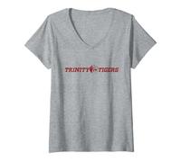 Donna Trinity University Tigers Horizontal Logo Maglietta con Collo a V