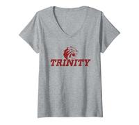 Donna Trinity University Tigers Stacked Athletics Logo Maglietta con Collo a V