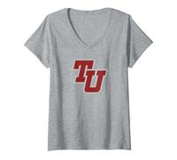 Donna Trinity University Tigers TU Monogram Maglietta con Collo a V