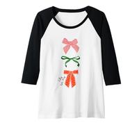 Donna Trio di Fiocchi Natalizi retrò Jolly Little Things Holiday Design Maglia con Maniche Raglan