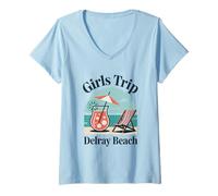 Donna Trip Delray Beach Girls Travel Crew Florida Besties Maglietta con Collo a V