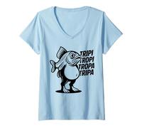 Donna Tripi Tropi Tropa Tripa Italiano Brainrot Meme Maglietta con Collo a V