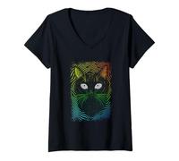 Donna Trippy Weirdcore Cat gothic punk grunge dreamcore aesthetic Maglietta con Collo a V