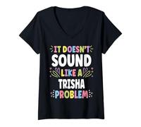 Donna Trisha Personalized Women's Gift Custom Trisha Maglietta con Collo a V