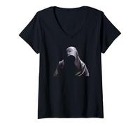 Donna Triste Mietitore Grim Reaper Maglietta con Collo a V