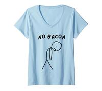 Donna Triste Stick Man Senza Pancetta Maglietta con Collo a V