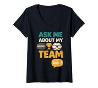 Donna Trivia Night Quiz Team Pub Bar Gioco Notte Regalo Maglietta con Collo a V