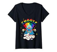 Donna Trolls Choose Love Rainbow Maglietta con Collo a V