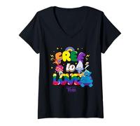 Donna Trolls Free to Love Rainbow Maglietta con Collo a V
