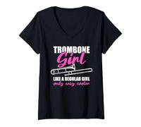 Donna Trombone Girl Trombone Trombone Trombone Maglietta con Collo a V
