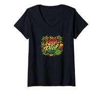 Donna Tropical Summer Island Beach Vibe Colorato Maglietta con Collo a V