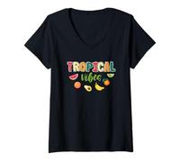 Donna Tropical Vibes Beach Summer Fruit Style Maglietta con Collo a V