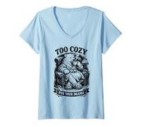 Donna Troppo Accogliente per Il Tuo Dramma Bear Calm People Maglietta con Collo a V