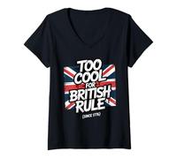 Donna Troppo Bello per Il dominio Britannico - Umorismo Patriottico Amante della libertà Maglietta con Collo a V