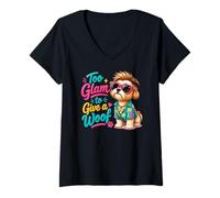 Donna Troppo Glam per Dare Un atteggiamento da Cane sfacciato Maglietta con Collo a V