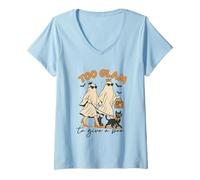 Donna Troppo Glam per Dare Uno Stile Boo Halloween Maglietta con Collo a V