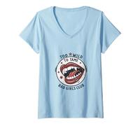 Donna Troppo selvaggio per domare labbra da vampiro in stile pop art retrò Maglietta con Collo a V