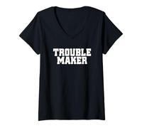 Donna Troublemaker Il Mio Nome è Trouble Maker Maglietta con Collo a V