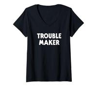 Donna Troublemaker Stress Il mio nome è Trouble Maker Maglietta con Collo a V