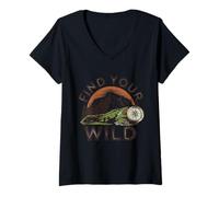 Donna Trova il tuo Wild Adventure Graphic Maglietta con Collo a V