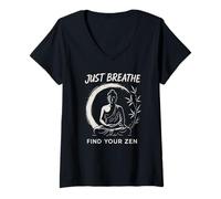 Donna Trova la Tua Meditazione Zen Buddha Yoga Pace interiore Pacifica Maglietta con Collo a V