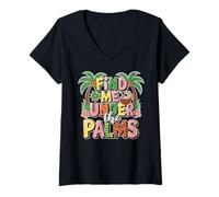 Donna Trovami sotto Le Palme Cool Tropical Retro Beach Vacation Maglietta con Collo a V