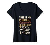 Donna True Crime Podcast Murderino Fan Umorismo forense drogato Maglietta con Collo a V