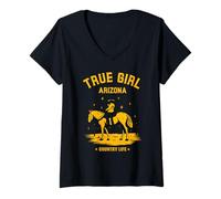 Donna True Girl Arizona Country Life Equitazione Maglietta con Collo a V