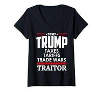 Donna Trump is a Traitor in Chief Dump Trump Tre45on Tr47tor 86 47 Maglietta con Collo a V