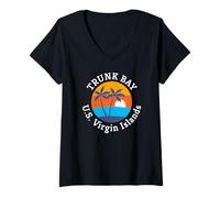 Donna Trunk bay Beach U.S. Virgin Islands Summer Vacation Souvenir Maglietta con Collo a V