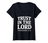 Donna Trust In The Lord Bibbia Versetto Proverbi 3:5 Christian Maglietta con Collo a V