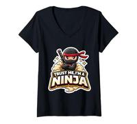 Donna Trust Me I'm A Ninja Funny Citazione Slogan Arti Marziali Warrior Maglietta con Collo a V