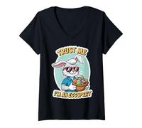 Donna Trust Me I'm An Eggspert - Caccia all'uovo di Coniglio Pasquale Divertente Maglietta con Collo a V