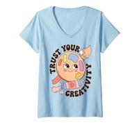 Donna Trust Your Creativity Artist Motivation Saying Maglietta con Collo a V
