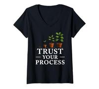 Donna Trust Your Process Motivational Journey Citazione Maglietta con Collo a V
