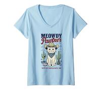 Donna Truth or Consequences, NM USA, divertente disegno a forma di gatto Meowdy Pawtner Maglietta con Collo a V