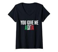 Donna Tu Mi dai Agita Maglietta con Collo a V