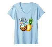 Donna Tu Sei i Tropici del Mio Paradiso Cute Fruits Maglietta con Collo a V