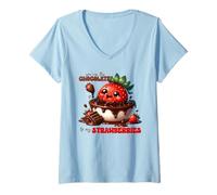 Donna Tu Sei Il Cioccolato per Le Mie Fragole Maglietta con Collo a V