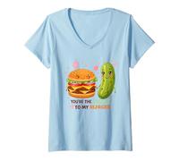 Donna Tu Sei Il sottaceto al Mio Hamburger Cibo Carino Amore Maglietta con Collo a V