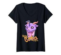 Donna Tu Sei La Boba del Mio tè - Baphomet Bubble Tea Boba Tea Maglietta con Collo a V