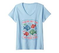Donna Tu Sei la mia Pinna, Sono Il Tuo Pesce, Amore Acquatico Maglietta con Collo a V