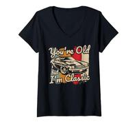 Donna Tu Sei Vecchio ma io Sono Una Classica Muscle Car degli Anni '60 Maglietta con Collo a V