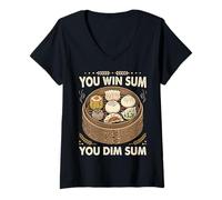 Donna Tu Vinci Sum You Dim Sum - Divertente Gioco di Parole Maglietta con Collo a V