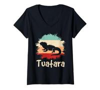 Donna Tuatara retrò Maglietta con Collo a V