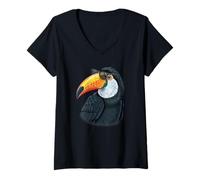Donna Tucano con Occhiali da Sole Tropical Bird Summer Vibes Maglietta con Collo a V