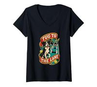 Donna Tug TO The Lane Cane Flyball Staffetta Maglietta con Collo a V