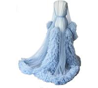 Donna Tulle Robe Kimono Accappatoio maternità Prospettiva Rob, Blue, 4XL